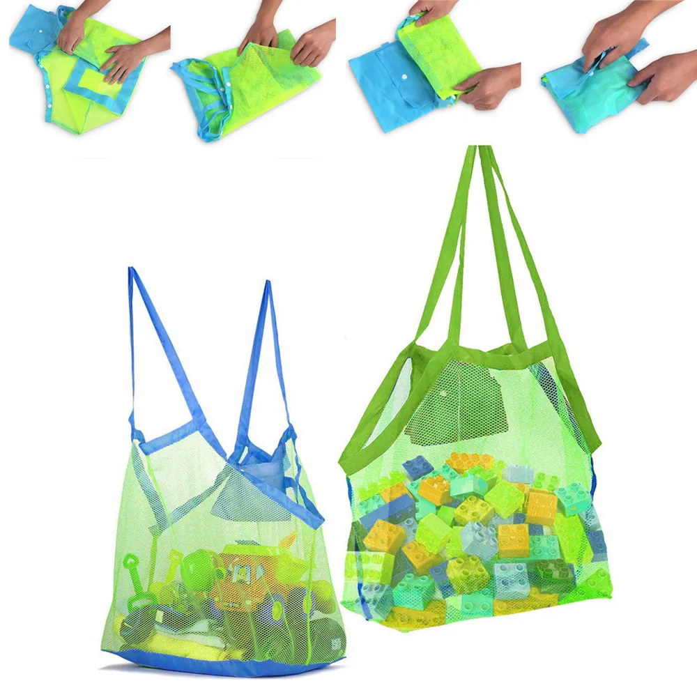 Bolsa de playa portátil plegable para niños, canastas de juguetes de playa, bolsas impermeables al aire libre para natación, bolsa de almacenamiento