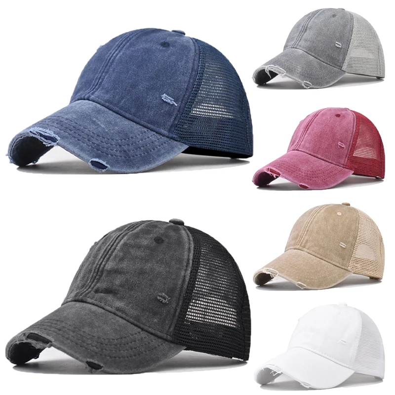 

Hollow Out Baseball Caps Men Women Washed Cotton Mesh Retro Hip Hop Hat Summer Shade Travel Beach Hat Sports Fishing Golf Visors