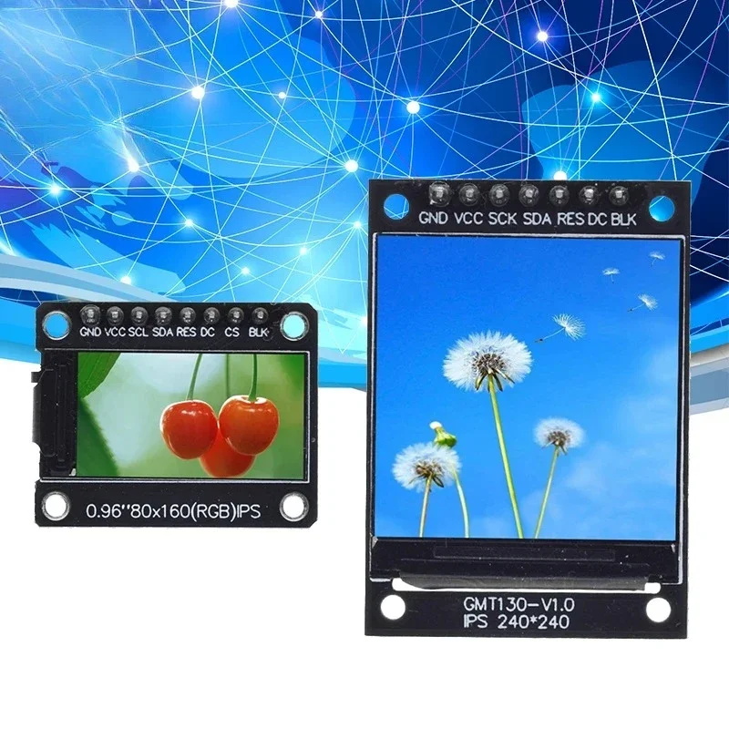 TFT Display 0.96 / 1.3 Inch IPS 7PIN SPI HD 65K Full Color LCD Module ST7735 / ST7789 Drive IC 80*160 / 240*240 OLED Screen