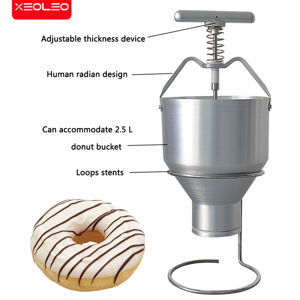 เครื่องทำน้ำผลไม้ XEOLEO มินิคู่มือ Donut เครื่อง Donut Maker มือกดสแตนเลส Donut Shaper 5L คู่มือ Donut Mold Commercial/DIY