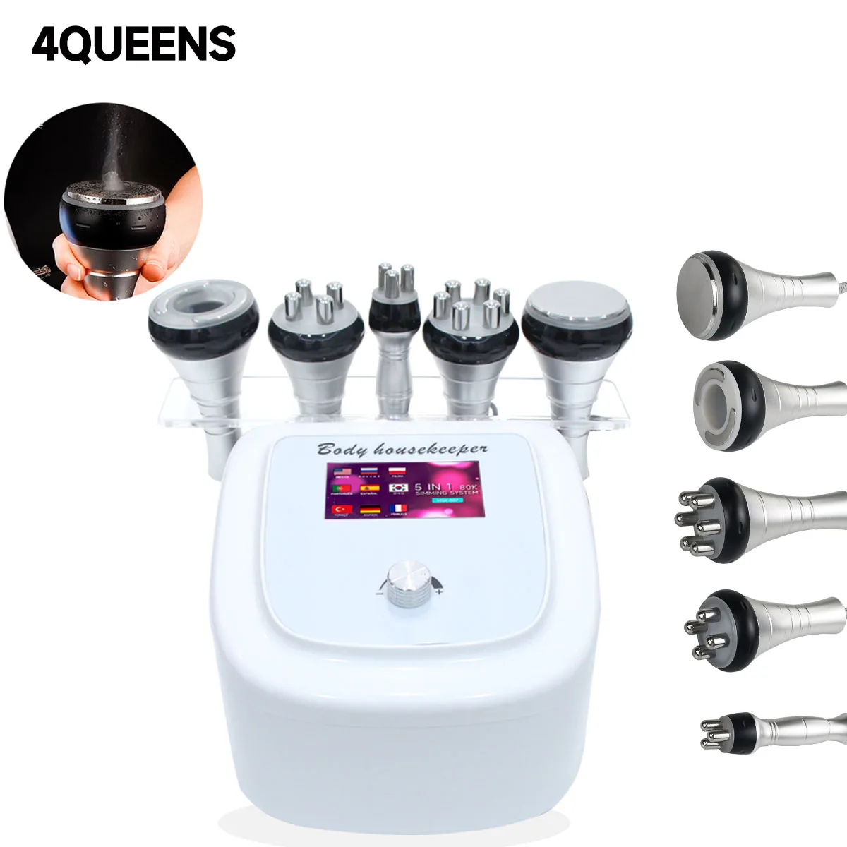 4QUEENS 5 IN 1 80K Cavitation Ultrasonic Vacuum Anti Cellulite Body Slimming Massage Weight Loss Face Skin Beauty Device