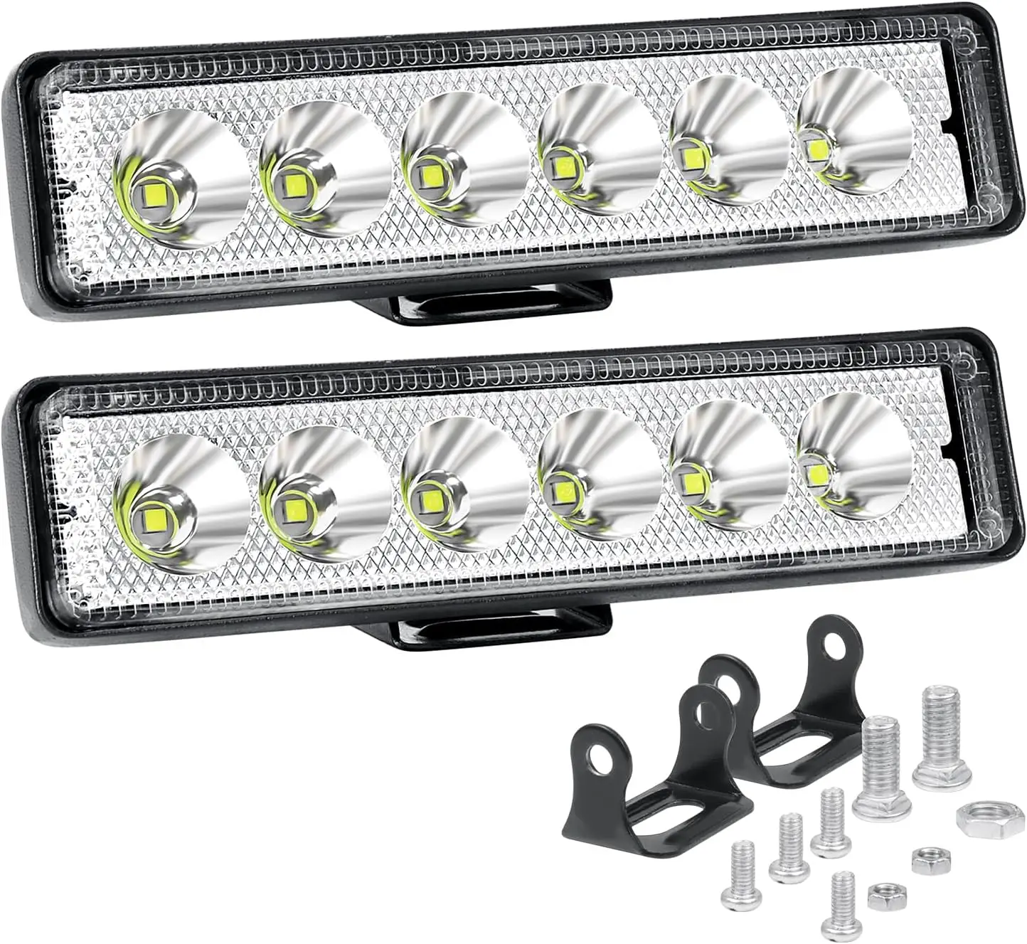 2個入り-18w-6インチ-ワークライト-スポットビーム-シングルロー-ledライトバー-12v-24v-超薄型-オフロード-ドライビングライト-フォグランプ
