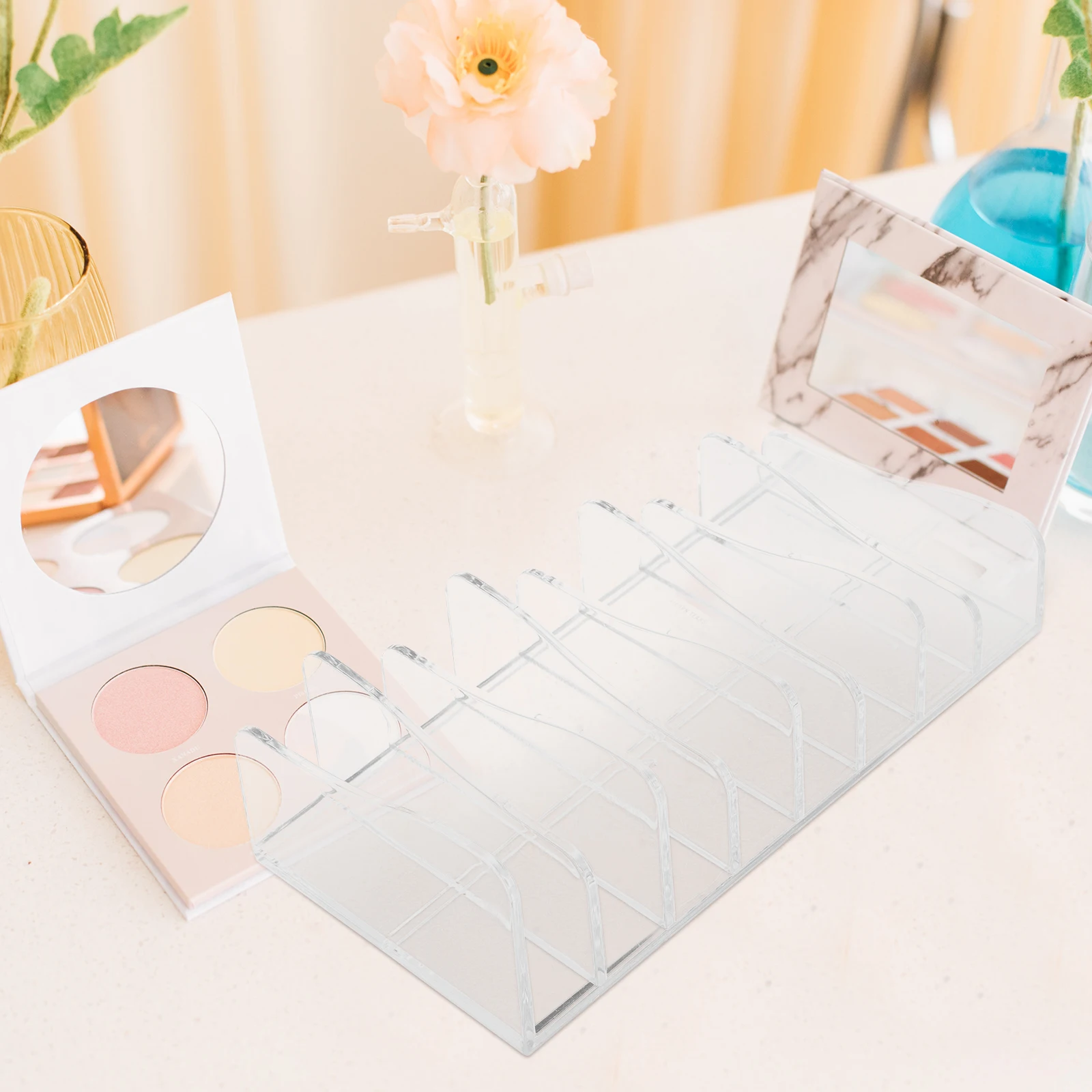 

4pcs Multi-Grid Eyeshadow Storage Rack Durable Material Organizer Household Display Stand Bathroom Desktop Use
