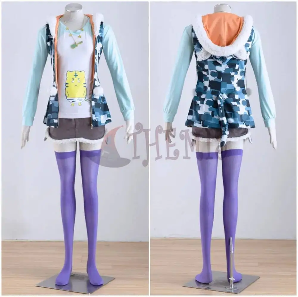 Athemis SUPERSONICO Camouflage Cosplay Costume Kit Hooded Jacket T-shirt Necklace Skirt 5 PCS For Halloween Game Party