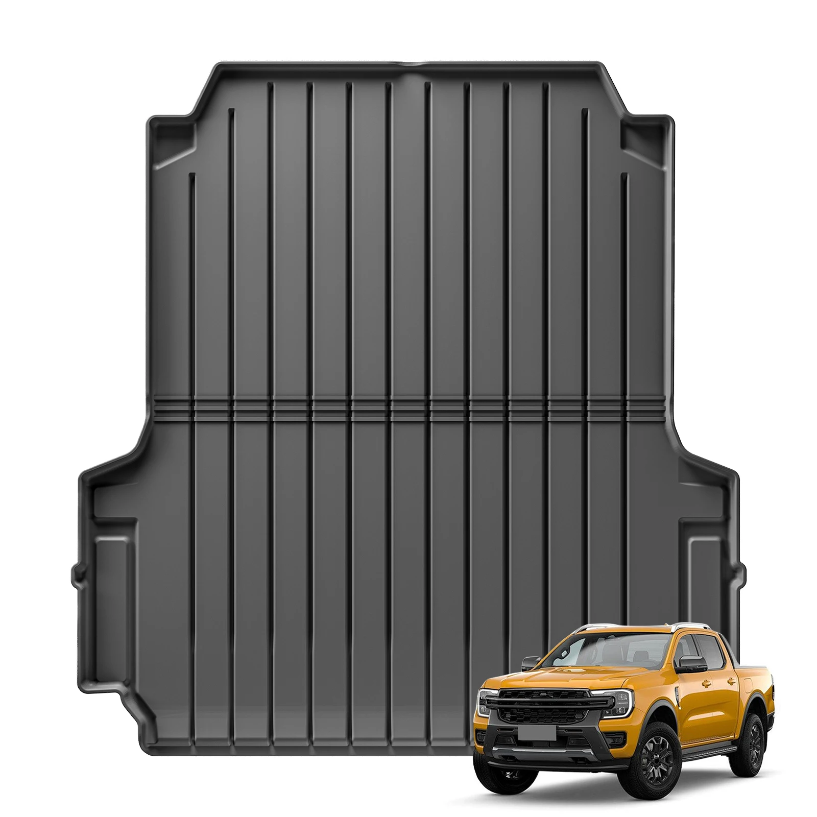 Protector de Caja de Camioneta para Ford Ranger 2024 2025 Versión Estadounidense, Compatible con Camionetas de 5 Pies y 59.6 Pulgadas, Revestimiento de Caja de Camioneta, Protector de Maletero, Negro, Protección 3D TPE