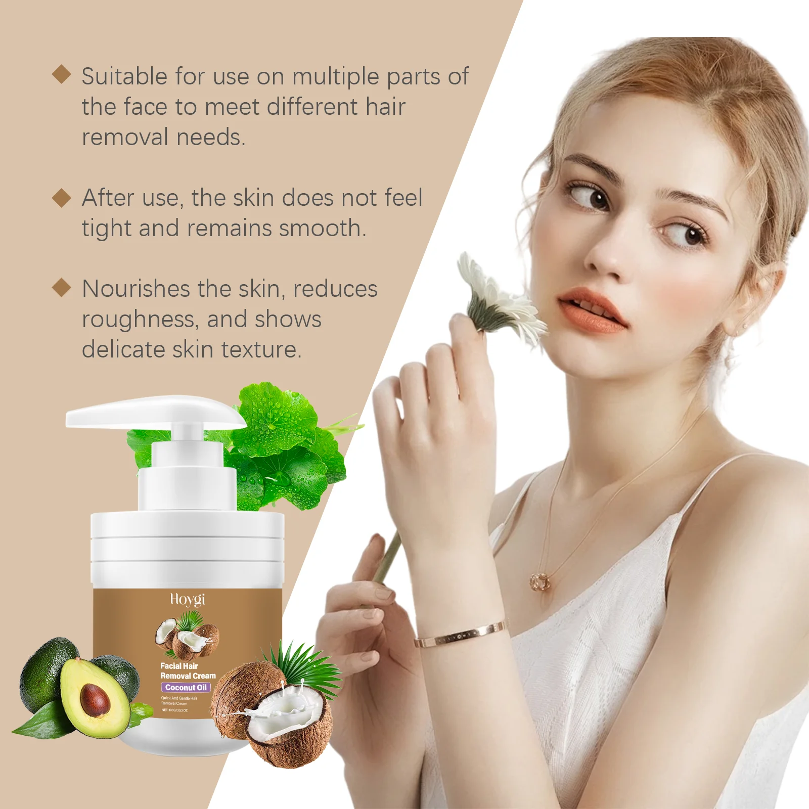 Face Hair Removal Cream Painless Not Stimulating Reduce Redness Soothing Growth Inhibitor Smoothing Body Armpit Depilatory Cream