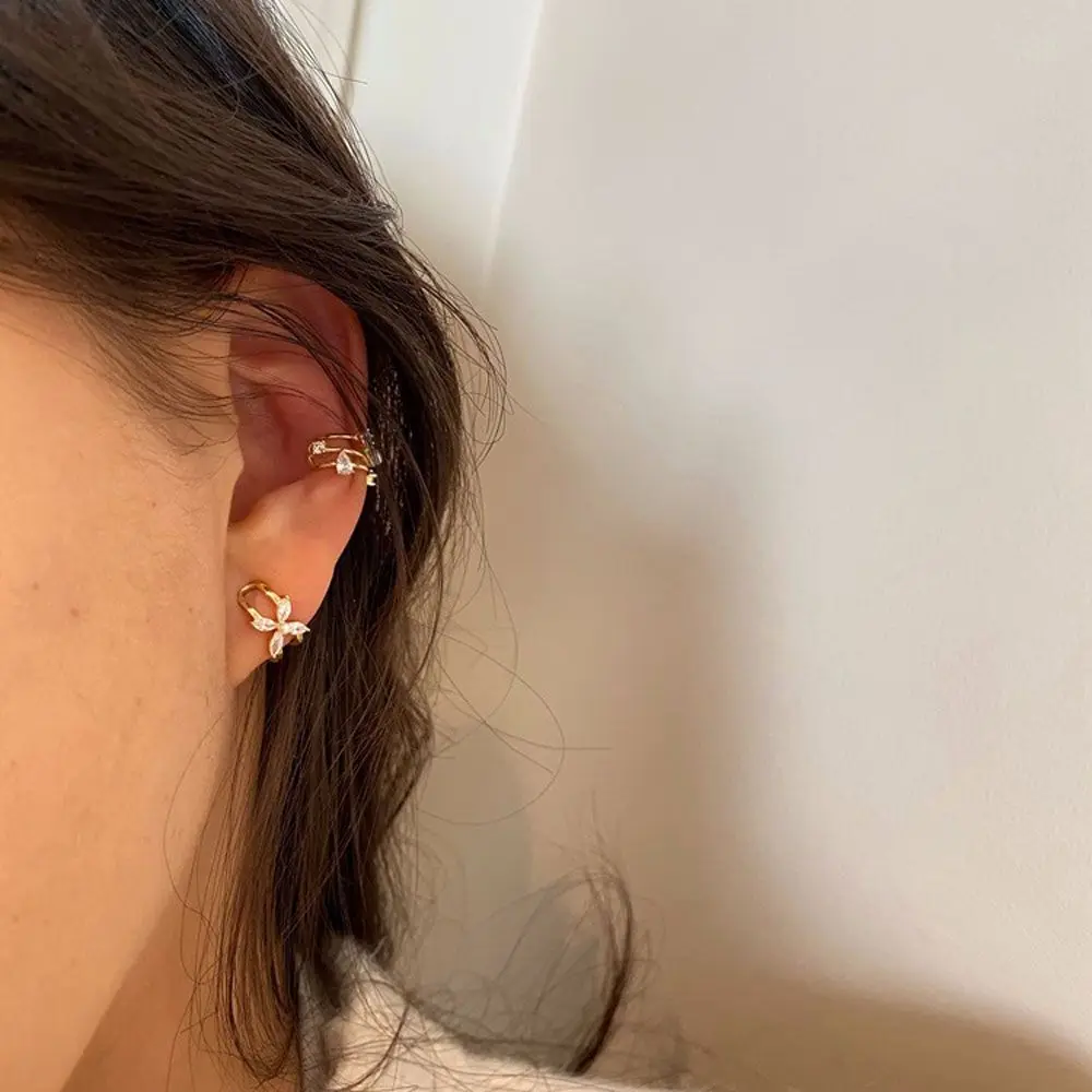 Women Girl Ladies Pearl Ear Cuff Diamond Fashion Jewelry Rhinestone Ear Bone Clip Ear Clip Cartilage Clip Clip Earrings