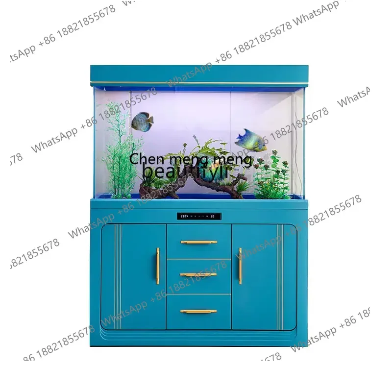 cc182l Ecological Square Fish Tank Household Super White Glass Partition Screens Bottom Filter Change Water Lazy Fish Tank