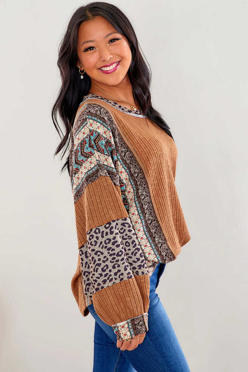 New Women's Hoodie Round Neck Pullover Leopard Print Loose Top Oversized Long Sleeved Lady Hoodies Streetwear Spring Autumn