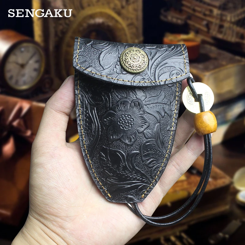 Genuine Leather Key Wallet Vintage Leather Hasp Storage Bag Portable Organizer Smart Key Holder Pock Handle Strap