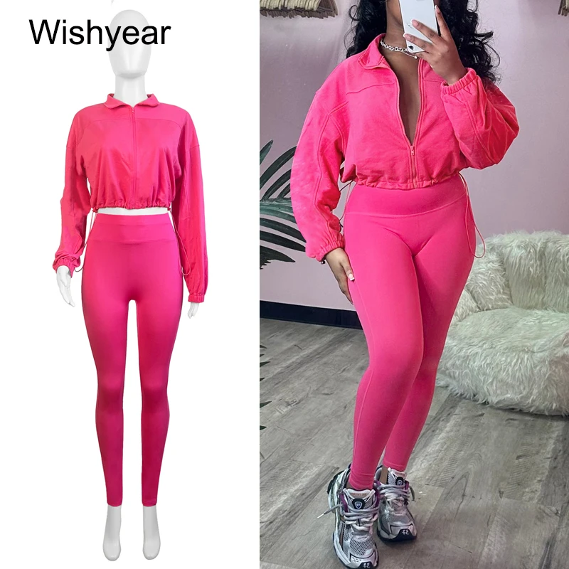 

Casual Fitness Sweatsuit for Women Full Sleeve Sweatshirt Tops and Jogging Pants Two 2 Pieces Set Female Tracksuit Outfit 2026