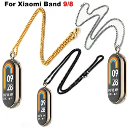 Xiaomi用ステンレススチールメタルバックルネックレス,ネックデコレーションストラップ,スマートウォッチアクセサリー,Mi Band 8,9