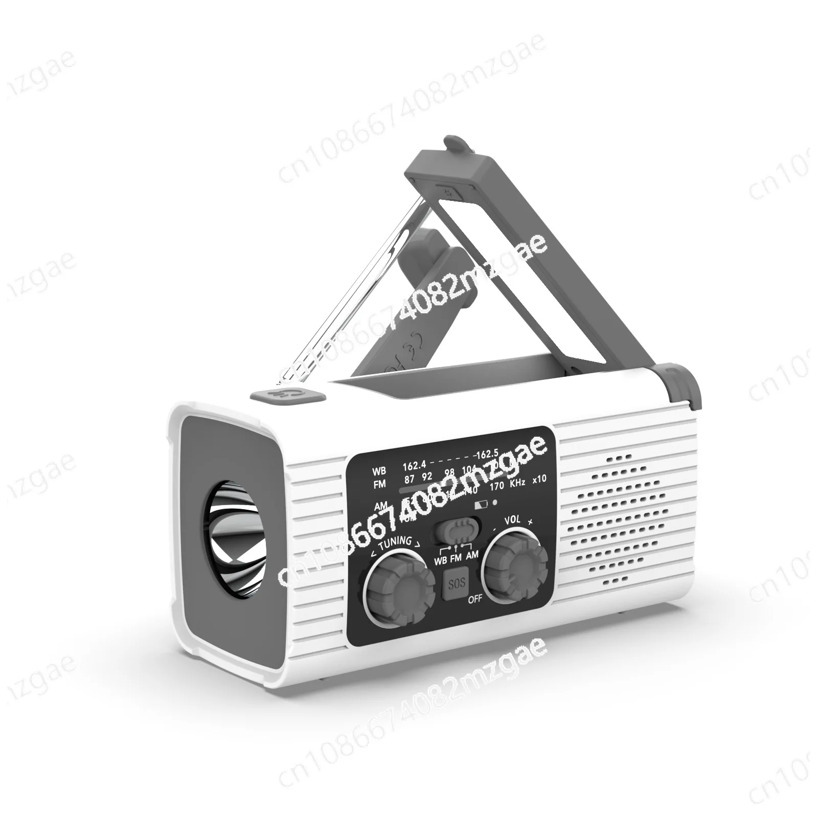 Multi functional solar powered hand cranked charging emergency radio charging lighting disaster prevention radio