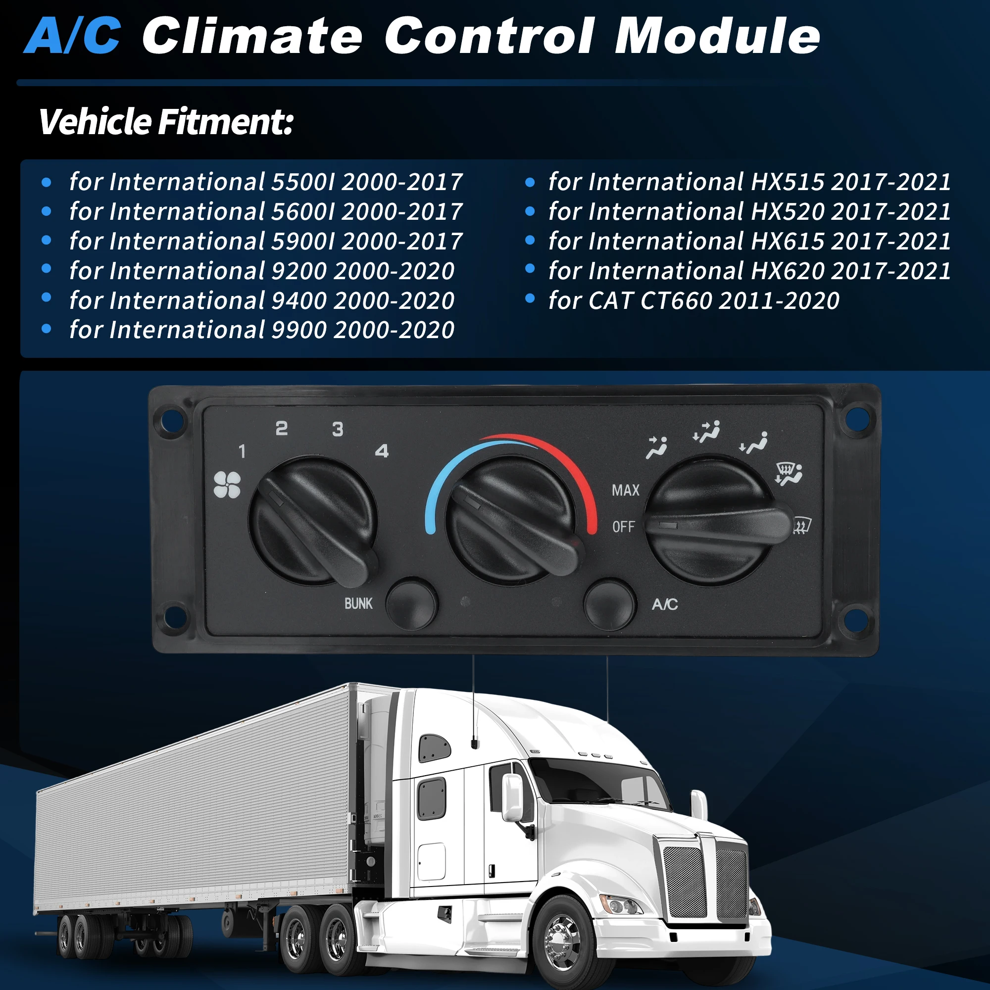 

UXCELL A/C Heater Climate Control Module Panel for International 9200 9400 9900 00-20