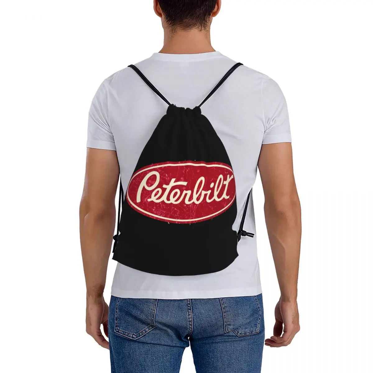 Peterbilt Truck Racing Vintage Backpacks Casual Drawstring Bags Drawstring Bundle Pocket Shoes Bag Book Bags For Travel Students