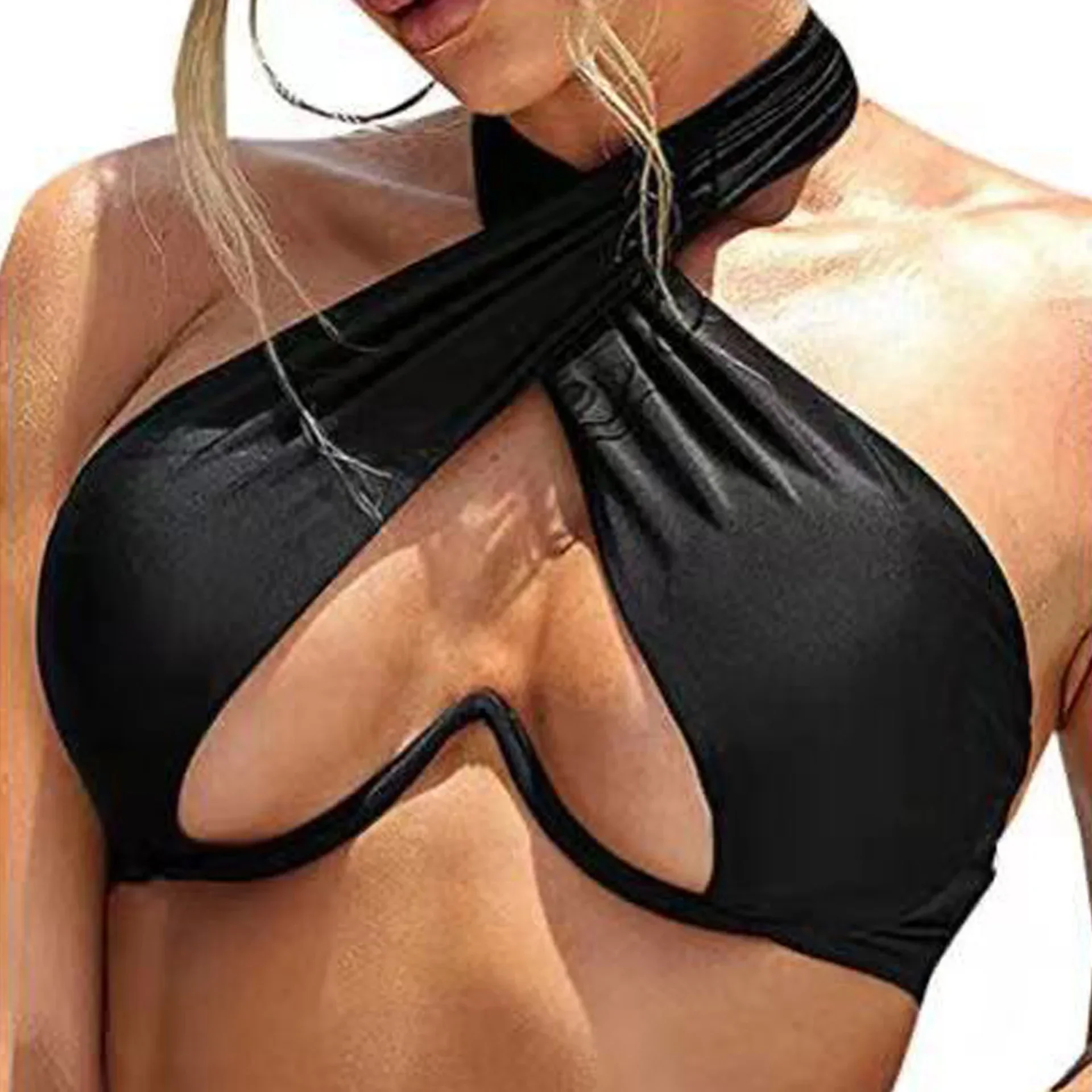 Gran oferta de la temporada, nuevo traje de baño de una pieza con soporte de acero Multicolor, Top de Bikini integrado, traje de baño de pecho pequeño para mujer, versátil