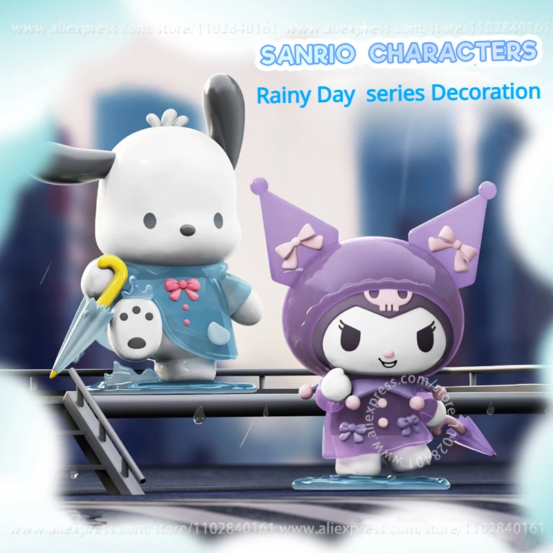 

Sanrio Decoration Rainy Day Series 16cm Genuine Kawaii Children's Toys Birthday Gift POCHACCO KUROMI Hand Model Anime Peripheral