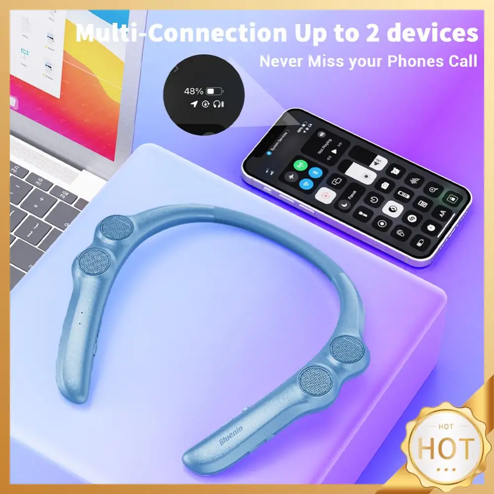 

Neckband Speaker Bluetooth-Compatible 5.0 Wearable Speakers 15H Playtime U-Shape Bass Speaker IPX4 Waterproof for Outdoor Sport