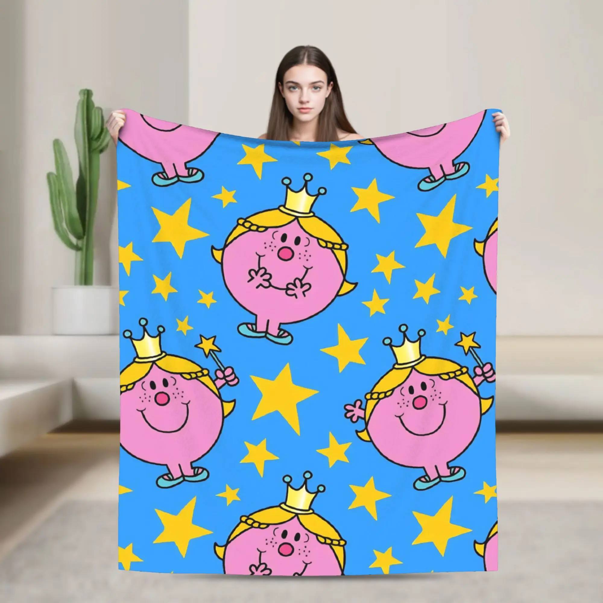 Cute M-Mr M-Men L-Little M-Miss Blankets Cartoon Wool Funny Soft Throw Blanket for Bed Sofa Autumn/Winter,