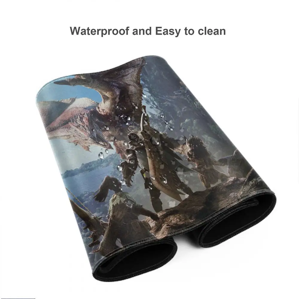 Podkładka pod mysz do gry Monster Hunter World Tapetes de Mesa Teclado Borracha Kawaii XXL 90x40cm Tapete de Mesa Antiderrapante — zdjęcie produktu 5