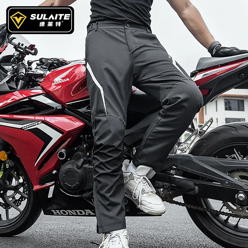 

SULAITE Motorcycle Riding Pants Four Seasons Breathable Mesh Airflow Anti Fall Stretchy Casual Racing Pants Motorcycle Riders
