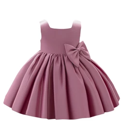 Baby Mädchen Geburtstag Party Kleid Infant Kleinkind Prinzessin Kleid Kinder Big Bowknot Gekräuselten Blumen Mädchen Hochzeit Pageant Formale Kleid