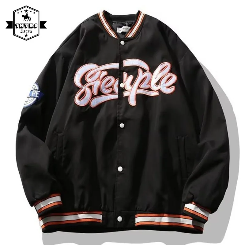 

Varsity Spring Thin Jacket Men Letter Embroidery Loose Unisex College Vintage Baseball Jacket Patchwork Coat Streetwear Jackets