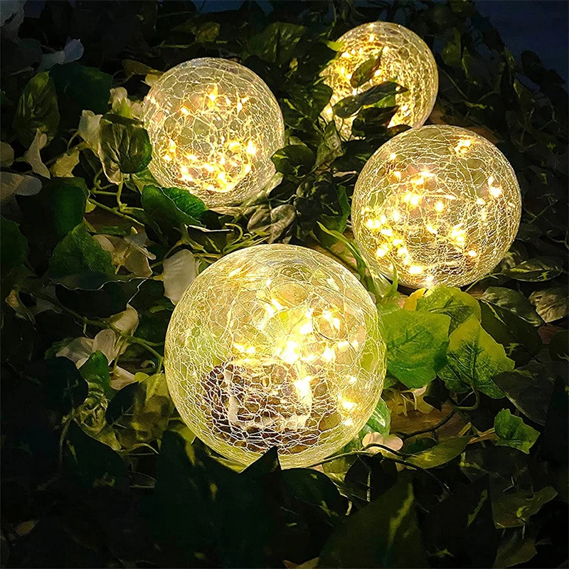 Lampada da giardino solare a Led per esterni lampade a sfera in vetro incrinato impermeabile lampada da giardino interrata per balcone giardino Villa Street Decor