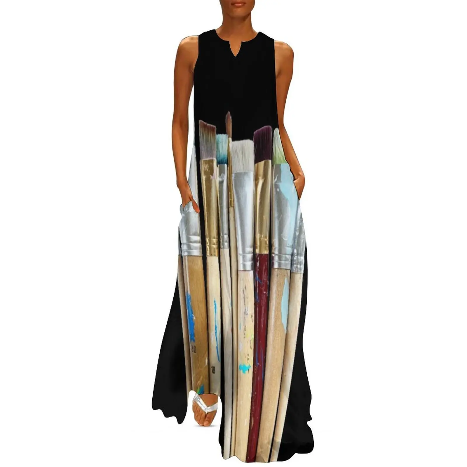 Used paint brushes Long Dress summer dress for women 2025 Dress woman elegant women's sets