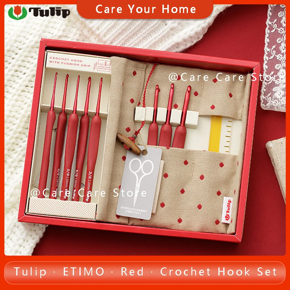 

Original Tulip Etimo Red Crochet Hook Set Crochet Needle Kit Tulip Set Knitting Hook Set Crochet Needles Set TED-001