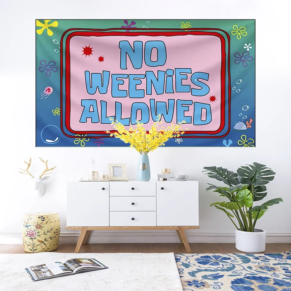 No Weenies Allowed Wandteppich, Wandbehang, lustiger Meme-Wandteppich, College-Raum, Hostel, Wohnheim, Party-Dekoration, Wandteppiche, Sofadecke