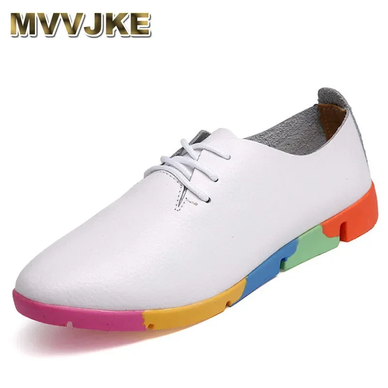 MVVJKE Fashion Large size 35-44 Hot colorful Women Genuine Leather Shoes Breathable Summer/Autumn Flats Ladies Flats Shoes Casua