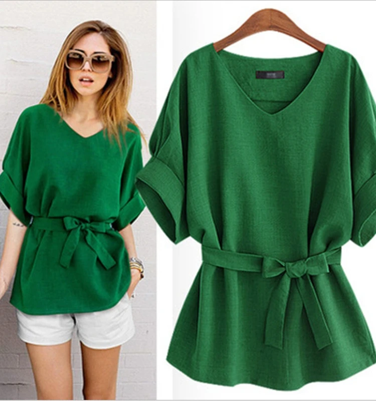 Csa hoada de manga corta con cuello en V para mujer, csa informal de estilo urbano de Color puro con manga de murciél...