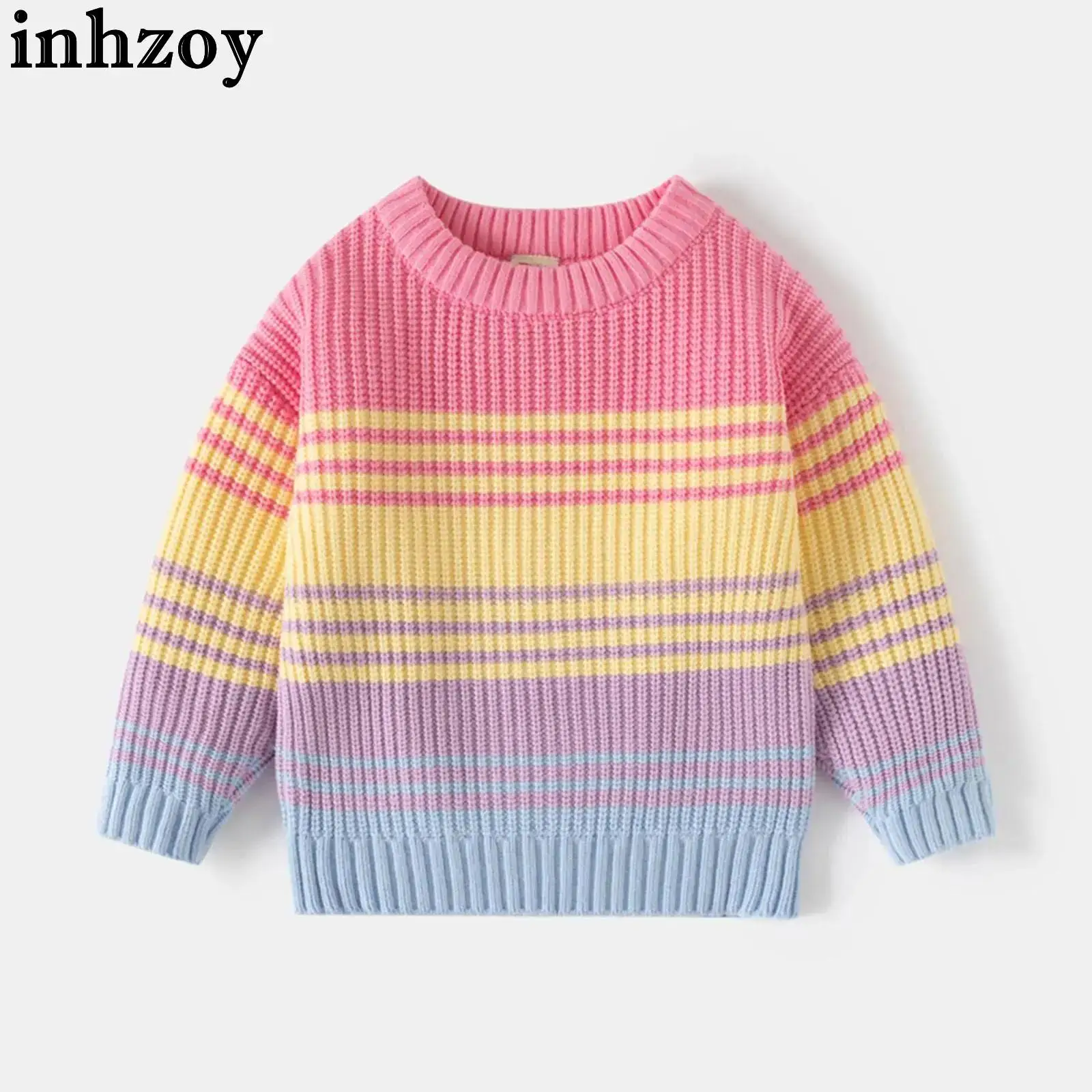 

Kids Boys Girls Autumn Winter Casual Sweater Long Sleeve Color Block Ribbed Knitted Pullover Tops for Birthday Party Christmas