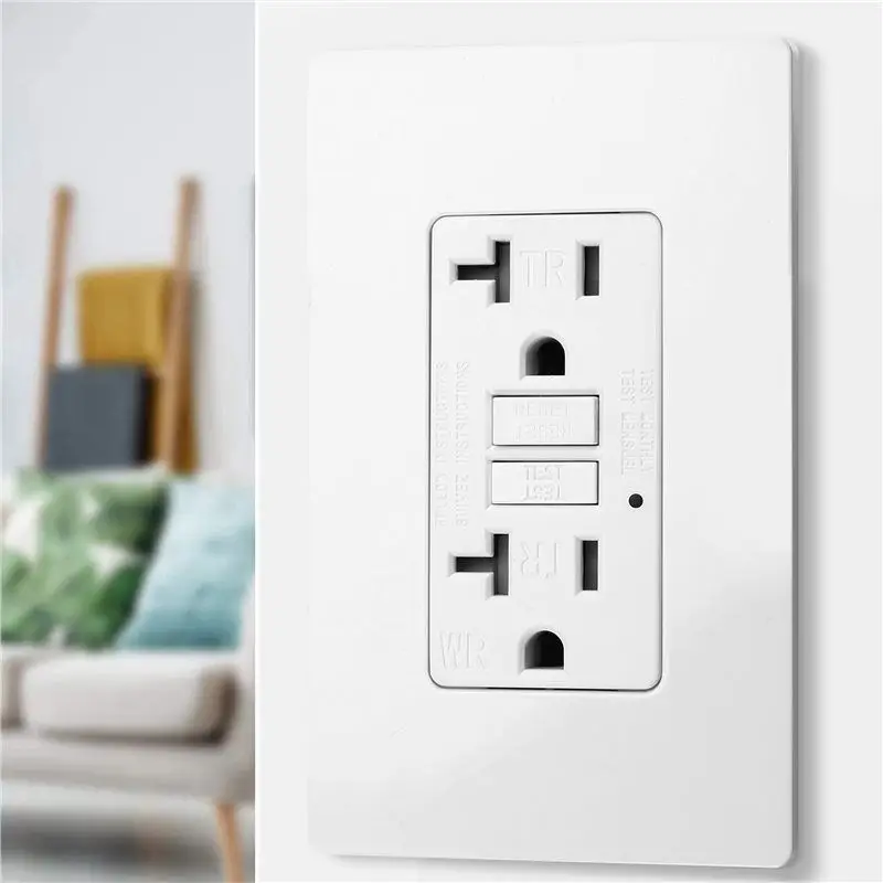 【RECOMENDAR】2X Stopkontak GFCI 20 Amp, Tahan Cuaca Luar Ruangan (WR), Ground Fault Circuit Interrupter, Termasuk Pelat Dinding Tanpa Sekrup