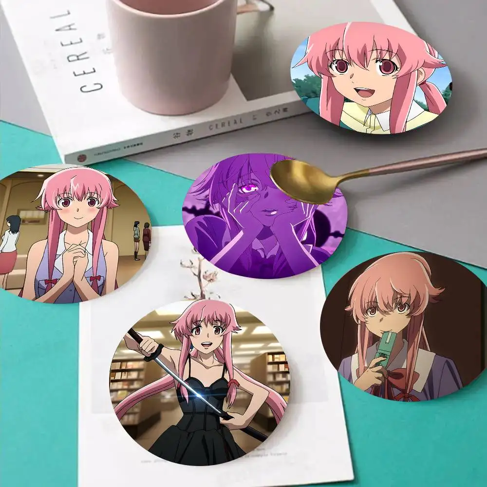 1pc G-asai Yuno Wooden Coaster Colour Printing Cup Mat Home Desk Decoration Gifts