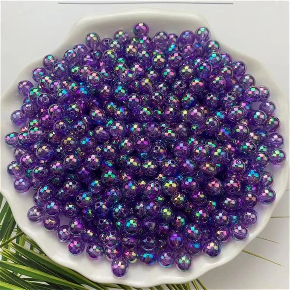 4/5/6/8/10MM Wholesale AB Color Round Acrylic Beads Straight Hole Transparent For Jewelry Making DIY Bracelet