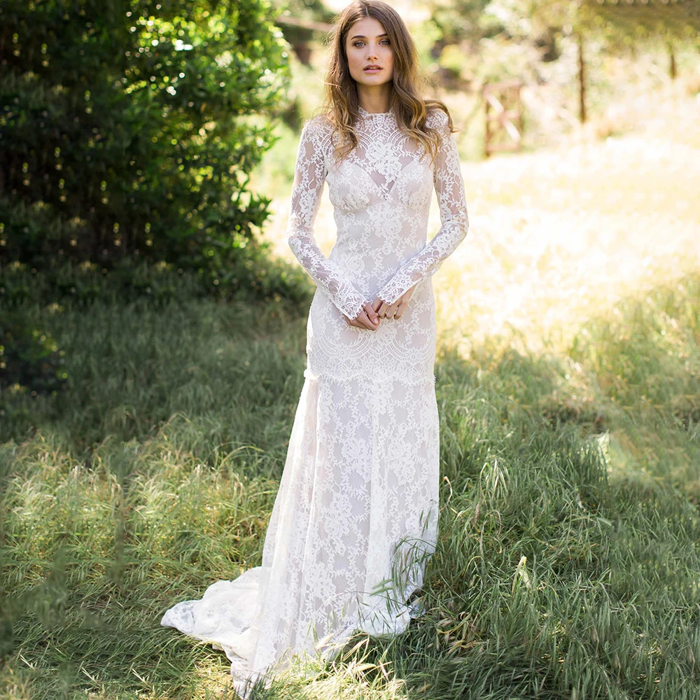 Real Photo Kurzen Flare Ärmeln Boho Spitze Hochzeit Kleider Plus Größe Nach Maß EINE Linie Backless Hinterhof Garten V Neck braut Kleid