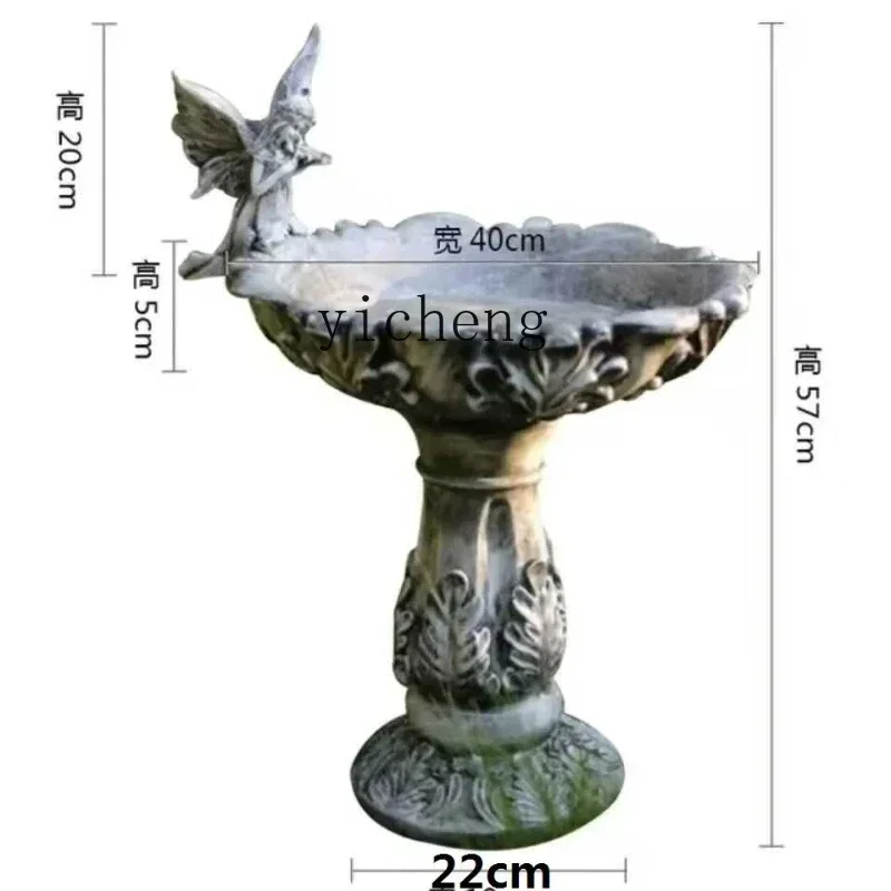 RWJ Flowing Water Ornaments Garden Fountain Decoration Feeder Flower Pot European Style Courtyard Decoration Large