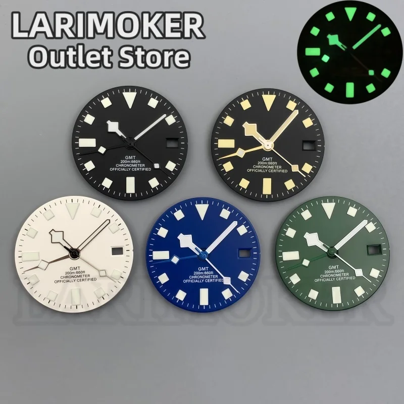 

LARIMOKER 29mm NH34 GMT single-date dial rose gold four hands green luminescence compatible with NH34 movement watch accessory