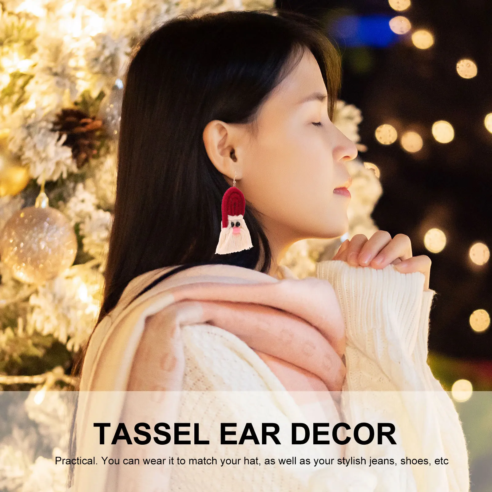 

1Pair Bohemia Earrings Xmas Style Tassel Earwear Party Gift Women Xmas Earrings Bohemia Ear Decor Ear Accessory