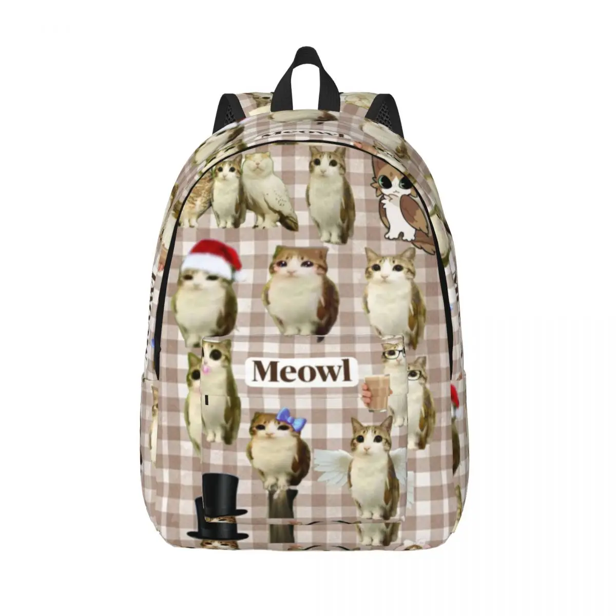 

Забавный повседневный рюкзак Meowl Cat Owl для мужчин и женщин, спортивный, студенческий, для походов, путешествий, для ноутбука, из холщовой ткани