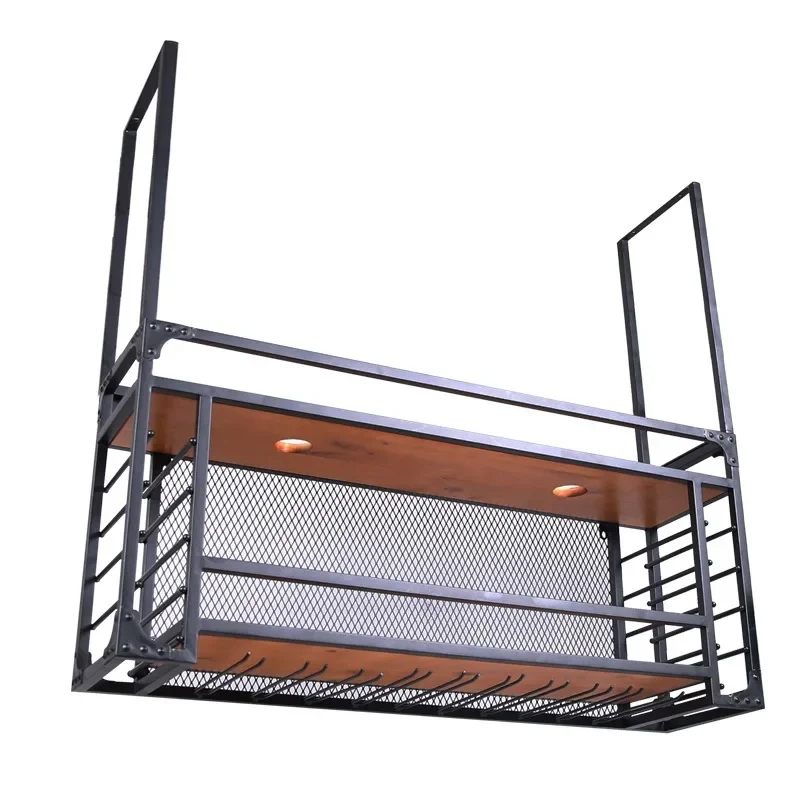 

Wall rack, solid wood rack, hanging cup holder wrought iron decoration