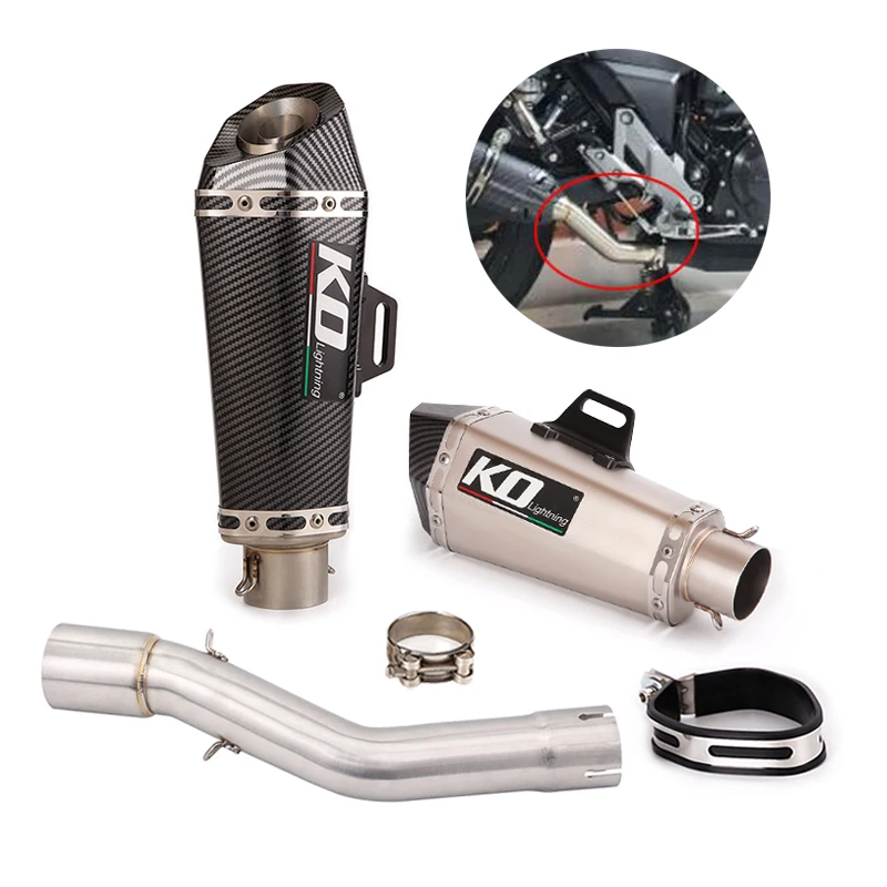 

For Voge LX500R All Year Motorcycle Exhaust System Mid Connect Tube Slip On 51mm Muffler Escape With Removable DB Killer