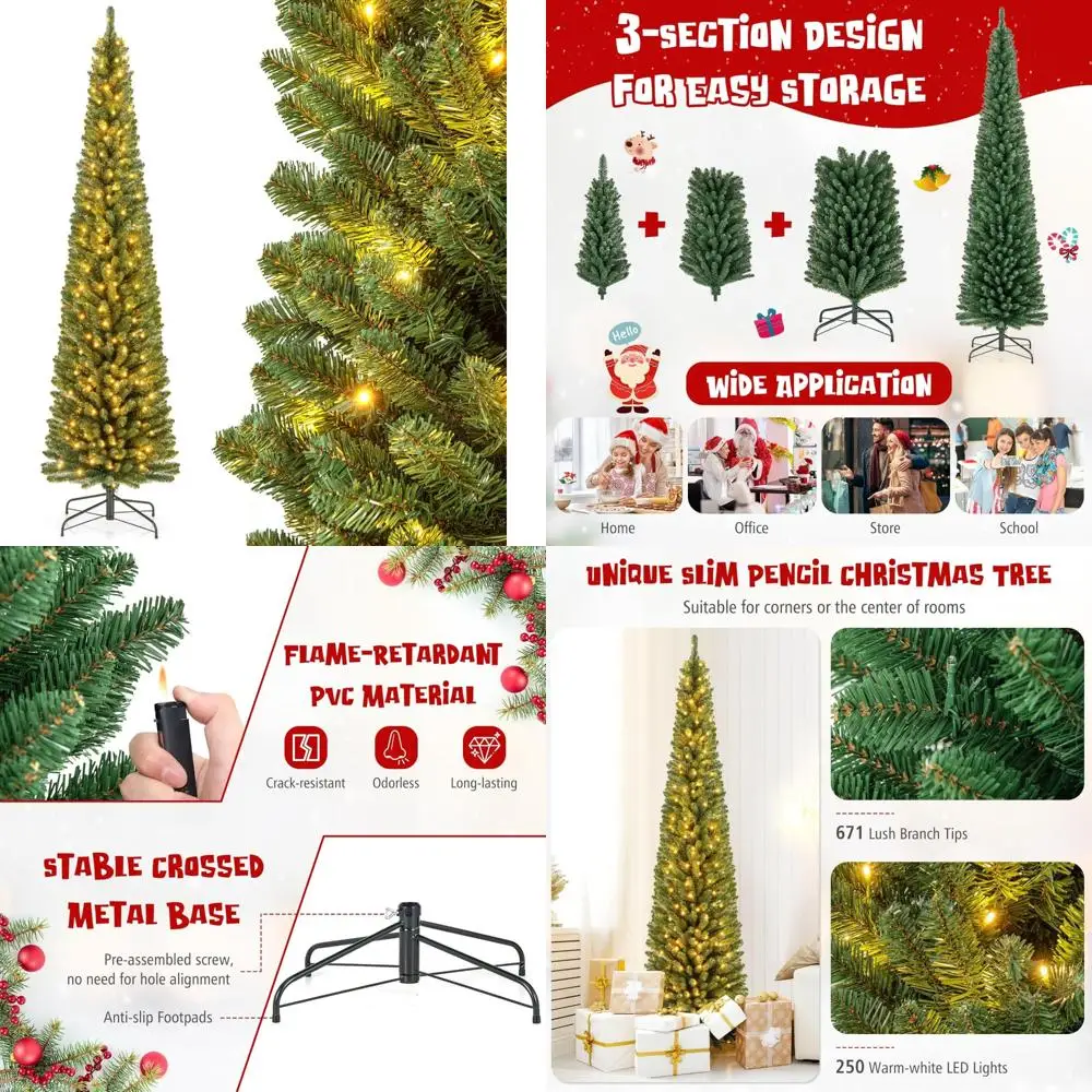 8Ft Pre-Lit Slim Ar… - image