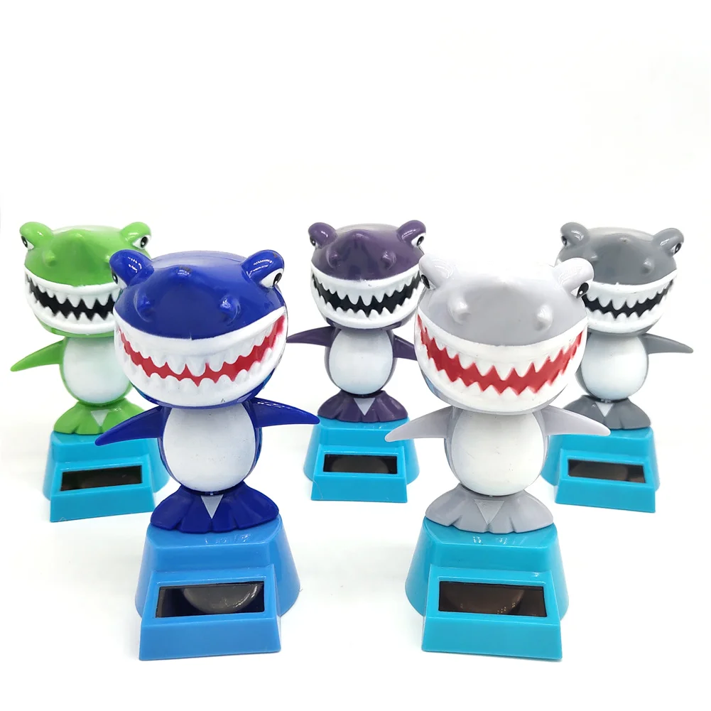 Cartoon Shark Solar Shake Head Doll Car Vehicle Dashboard Decor Ornament Gift Home Ornaments Crafts