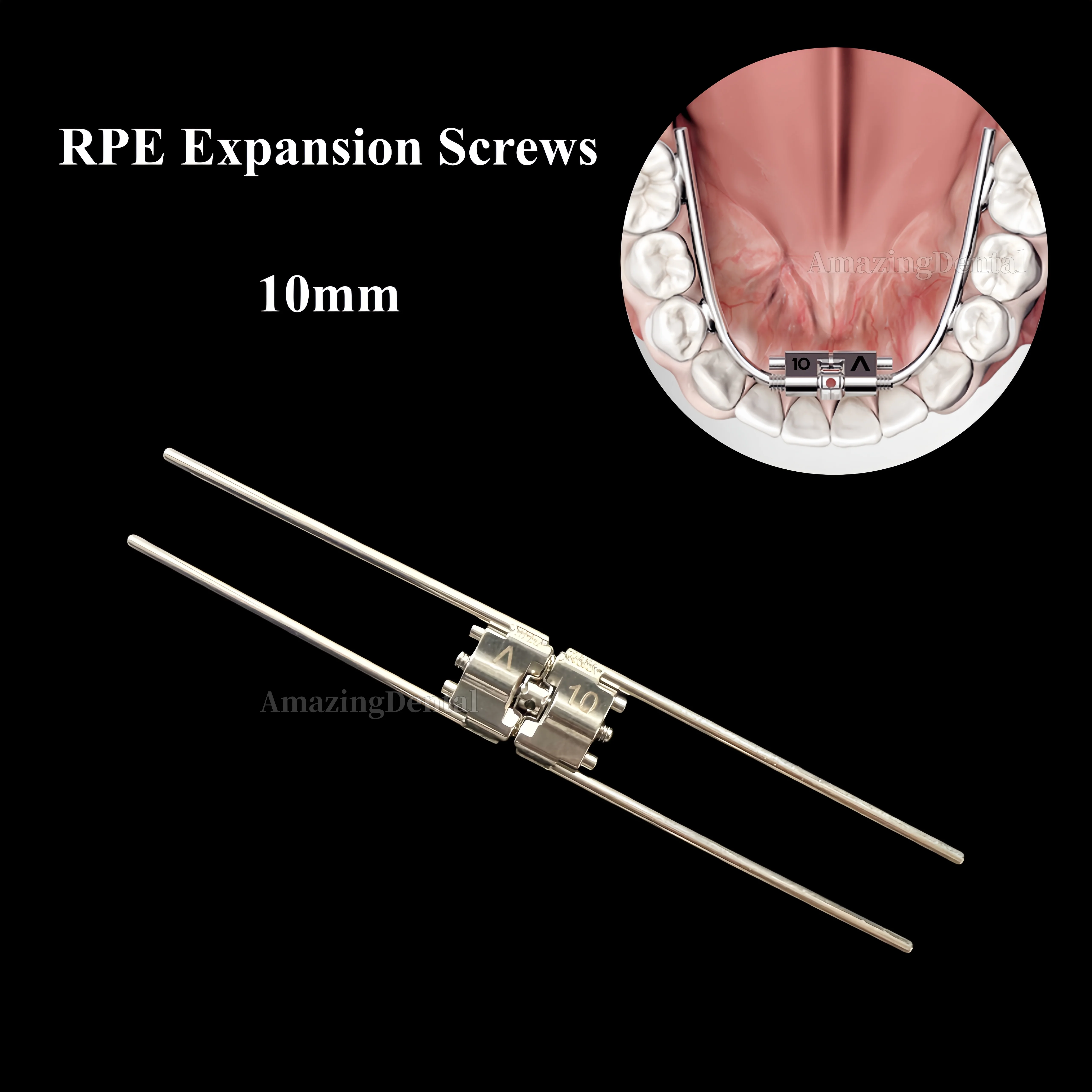 

Dental Orthodontic Hyrax Rapid Palatal Expander Stainless Steel Frame Expansion Screw Ortho Brace Tools 10mm