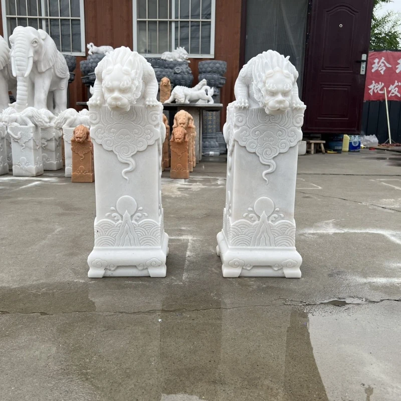 

White marble stone carving water-absorbing beast auspicious town house water-absorbing Nacai courtyard ornament