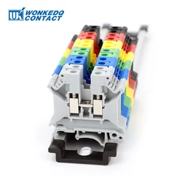 10Pcs UK5N Screw Wire Connector 4mm Cable 4mm² Feed-through Connection 12AWG Plug Electrical Mount DIN Rail Terminal Block UK 5N