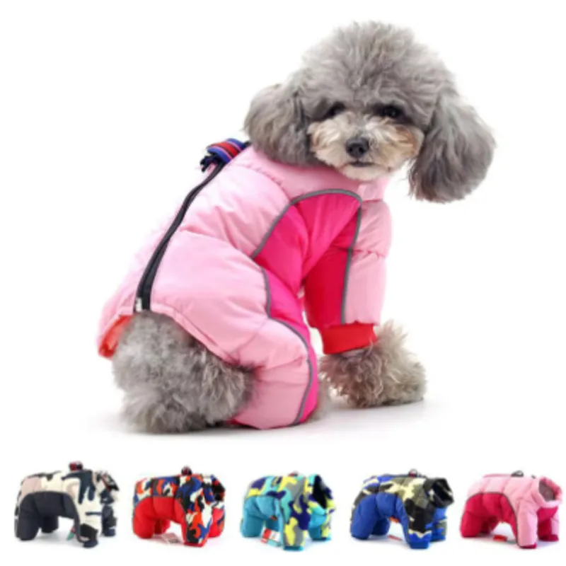 Pet Dog Clothes Cold Resistant Winter Top Thick Warm All Inclusive Down Cotton Jacket Teddy Yorkshire 4 Leg Jacket Camouflage